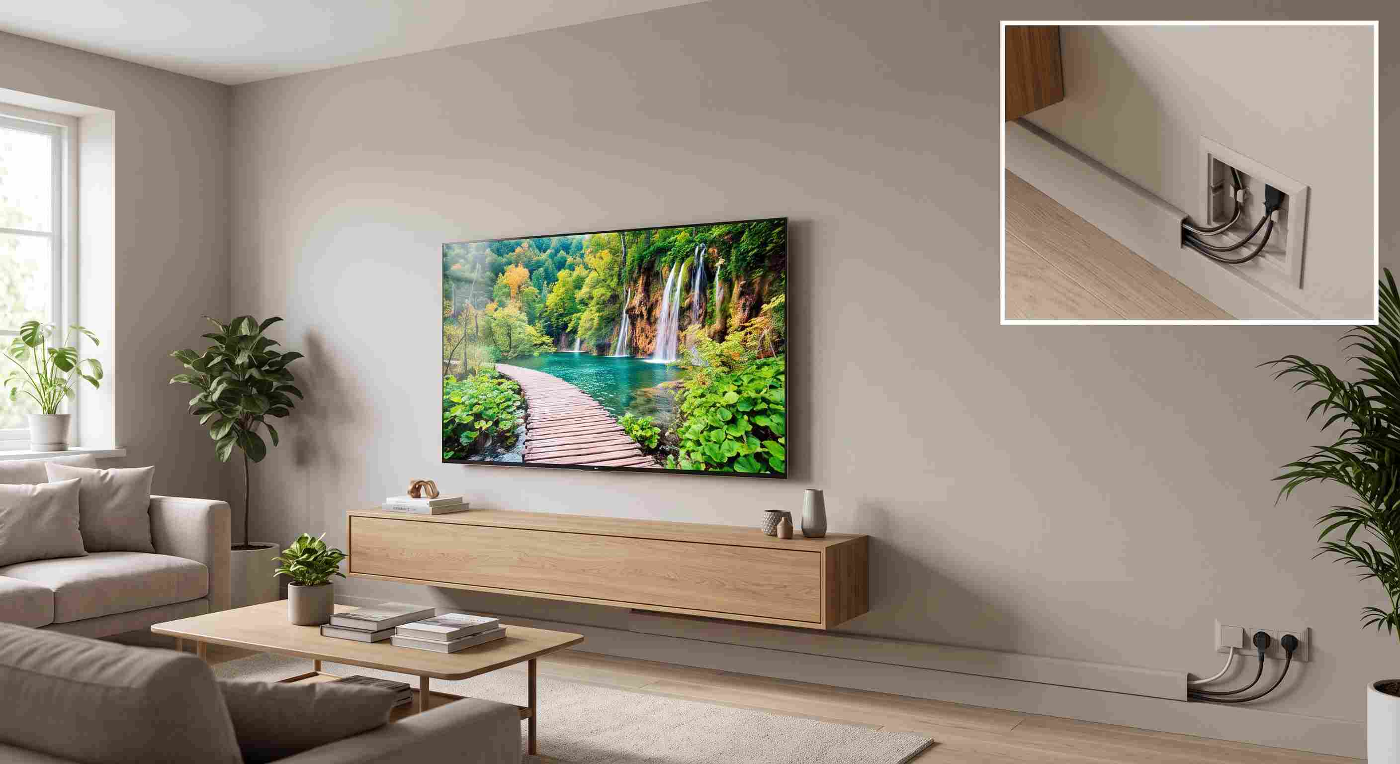 Tv aan de Muur met Weggewerkte Kabels